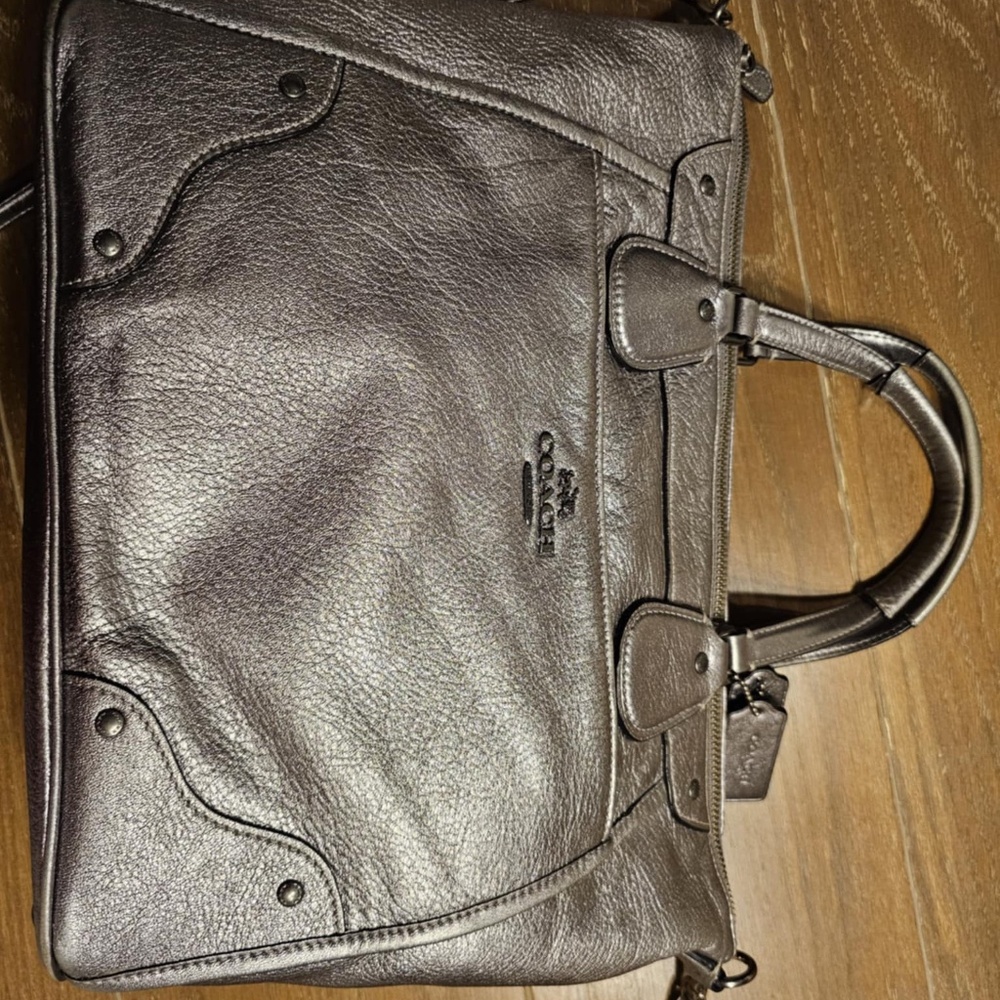 Metallic Silver Coach bag